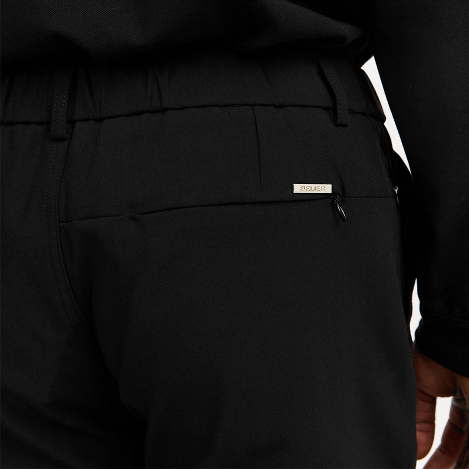 Black - Side - Belier Mens Wide Leg Trousers