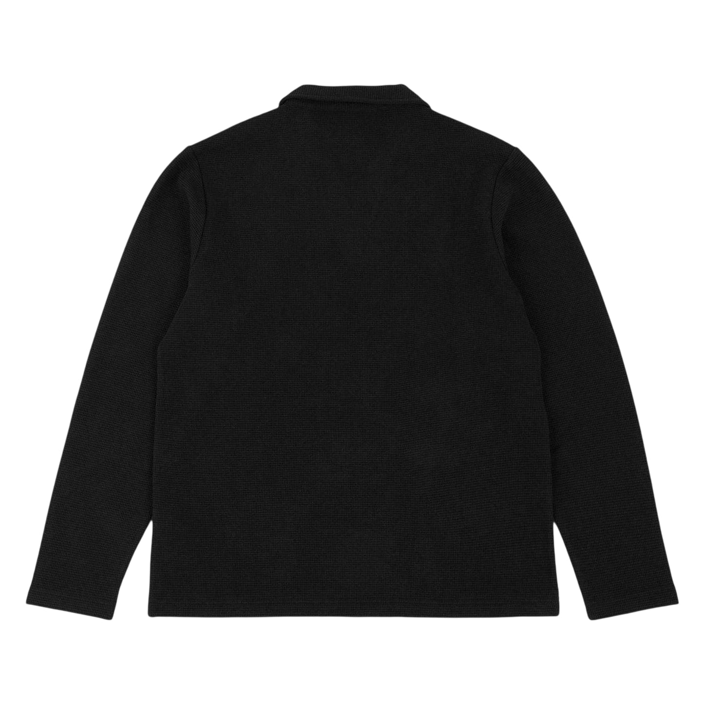 Black - Back - Prevu Mens Altius Waffle Long-Sleeved Polo Shirt
