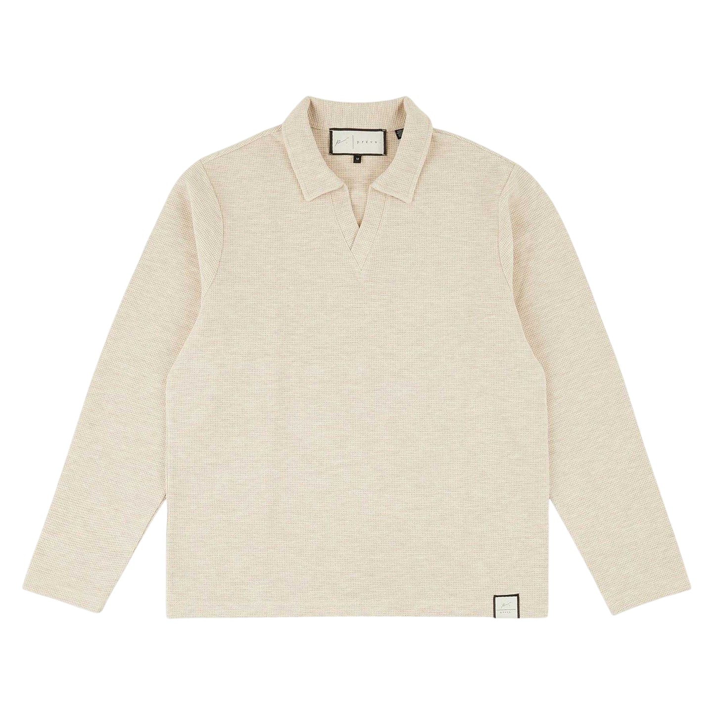 Ecru - Front - Prevu Mens Altius Waffle Long-Sleeved Polo Shirt