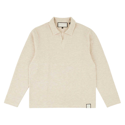 Ecru - Front - Prevu Mens Altius Waffle Long-Sleeved Polo Shirt