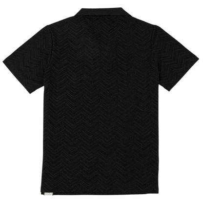 Black - Back - Prevu Mens Abrey Herringbone Relaxed Fit Polo Shirt