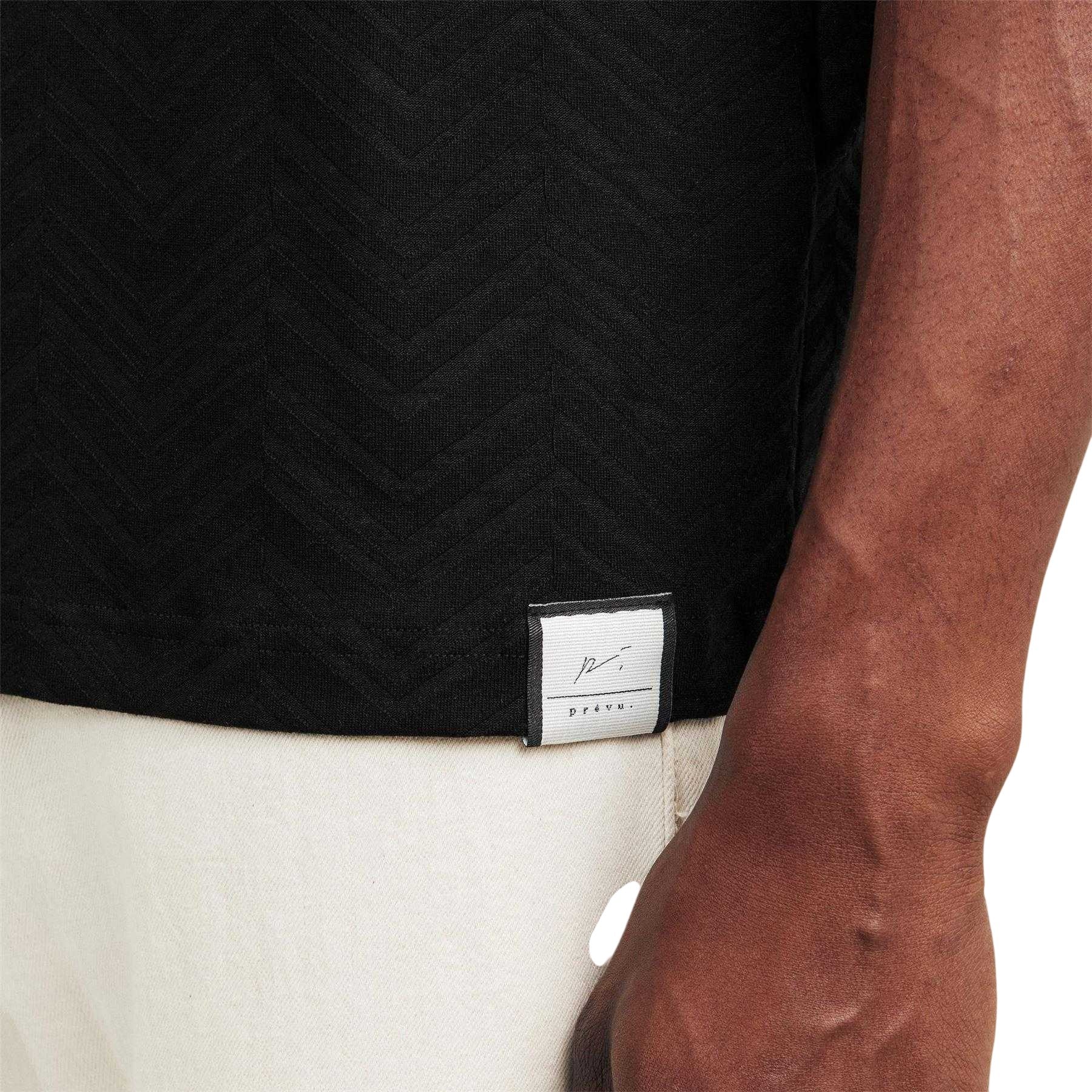 Black - Side - Prevu Mens Abrey Herringbone Relaxed Fit Polo Shirt