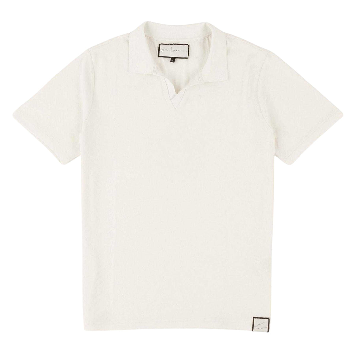 White - Front - Prevu Mens Abrey Herringbone Relaxed Fit Polo Shirt