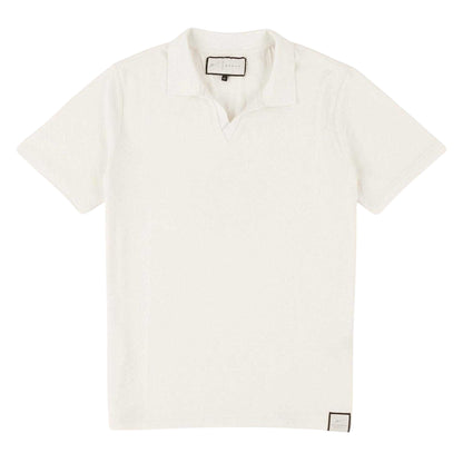 White - Front - Prevu Mens Abrey Herringbone Relaxed Fit Polo Shirt