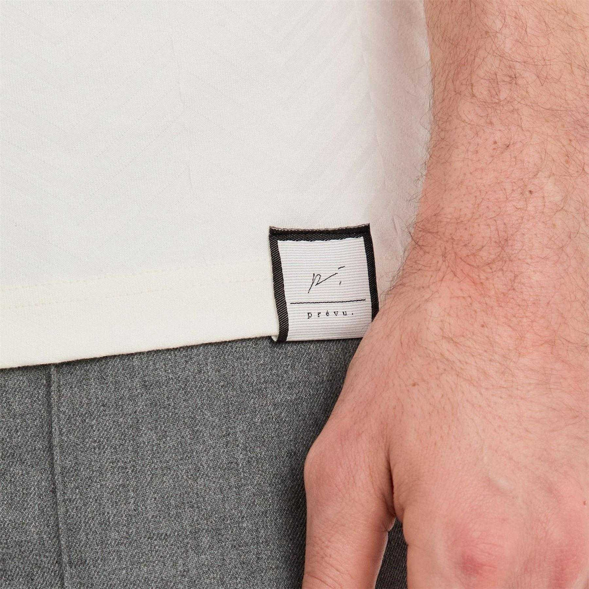 White - Side - Prevu Mens Abrey Herringbone Relaxed Fit Polo Shirt