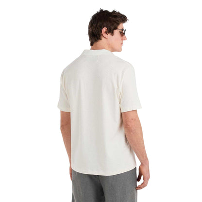 White - Lifestyle - Prevu Mens Abrey Herringbone Relaxed Fit Polo Shirt