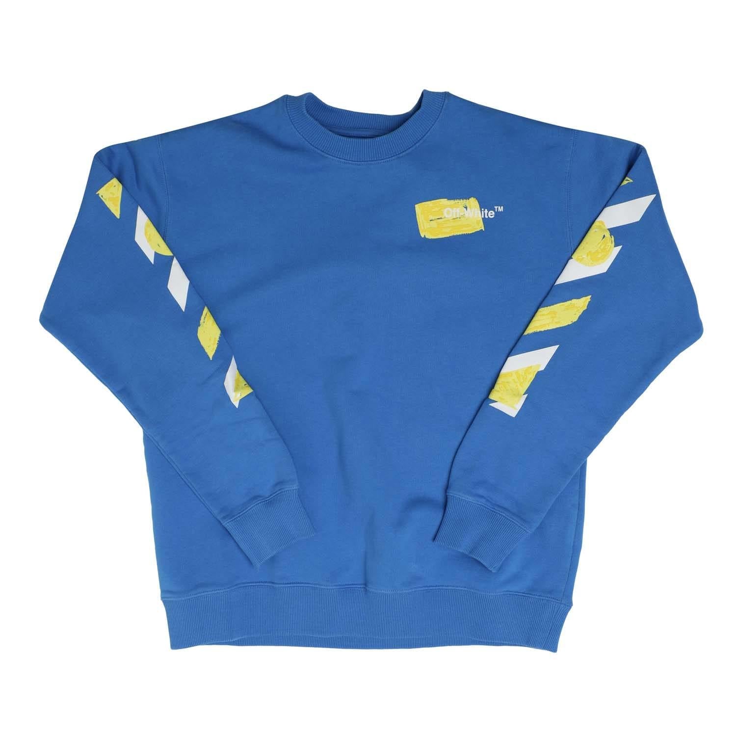 Blue-Yellow - Front - Off White Childrens-Kids Shaped Crew Neck Sweatshirt