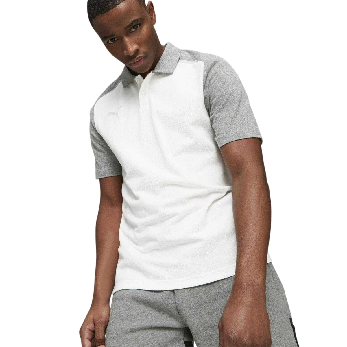 White-Grey - Pack Shot - Puma Mens Teamcup Casual Polo Shirt