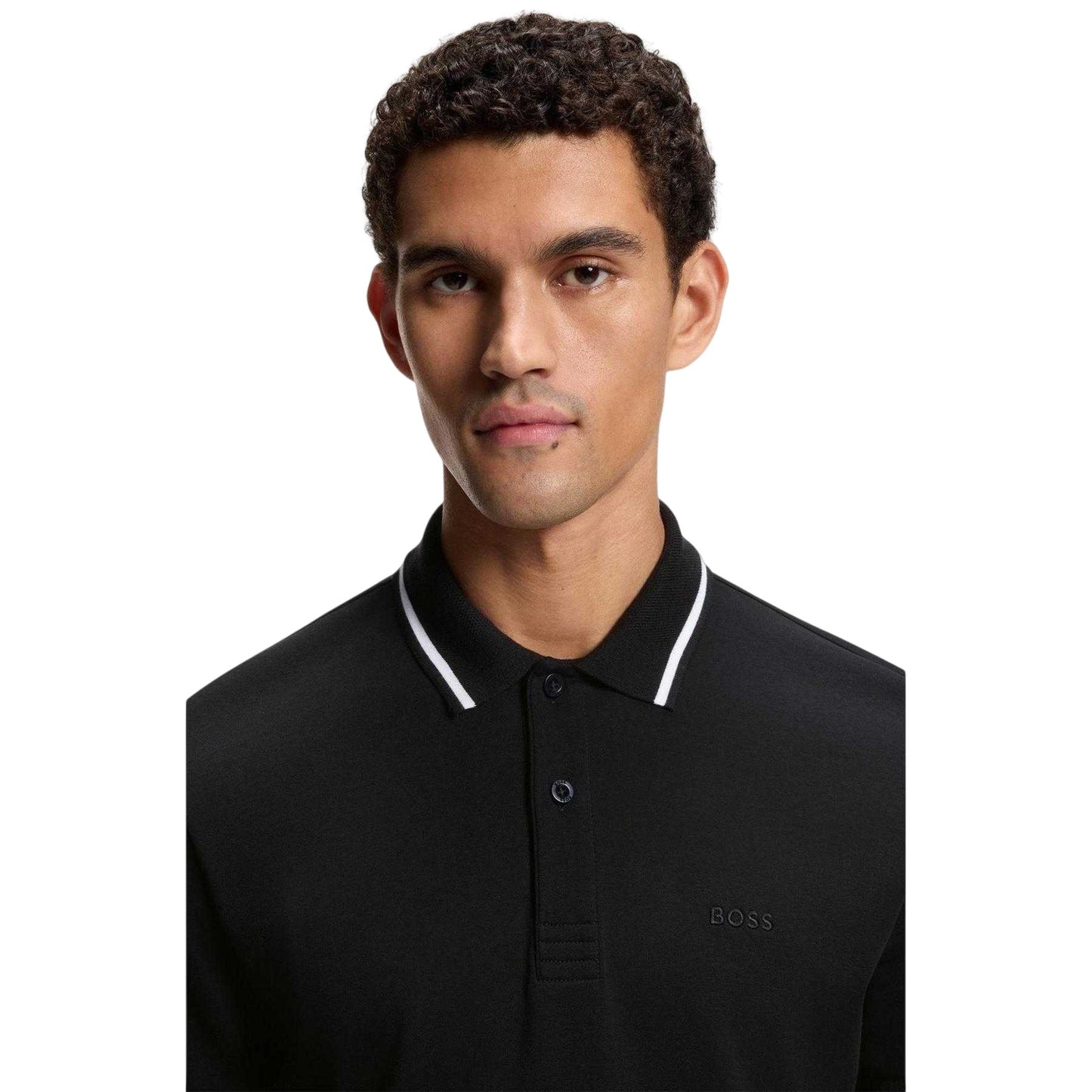 Black - Side - Boss Mens Join Paddy Embroidered Logo Regular Polo Shirt