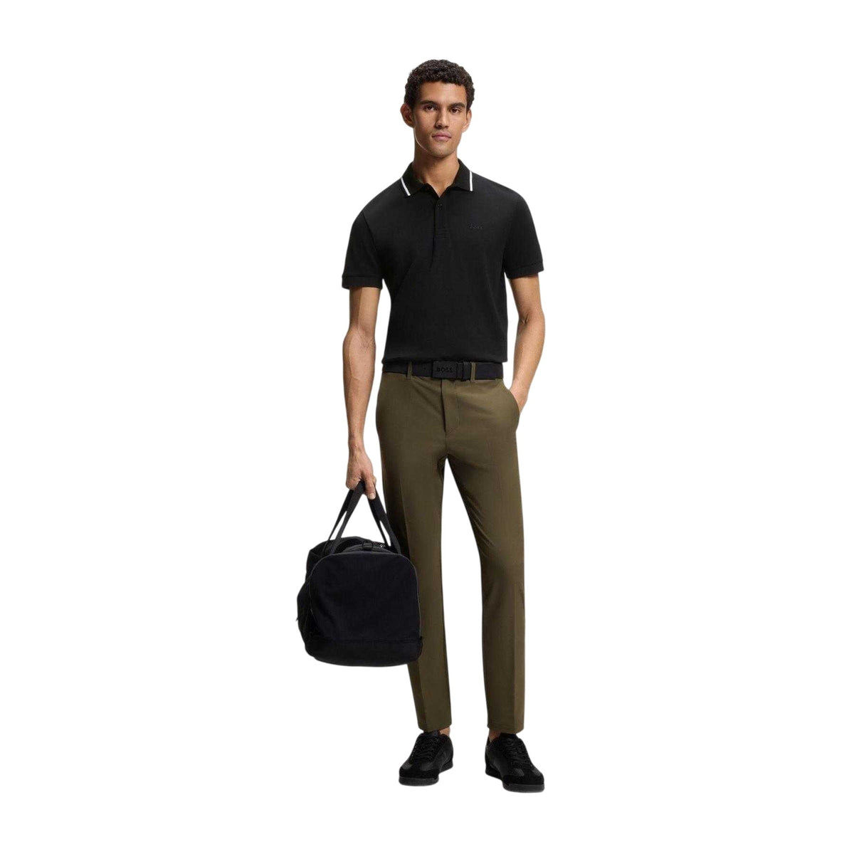 Black - Pack Shot - Boss Mens Join Paddy Embroidered Logo Regular Polo Shirt