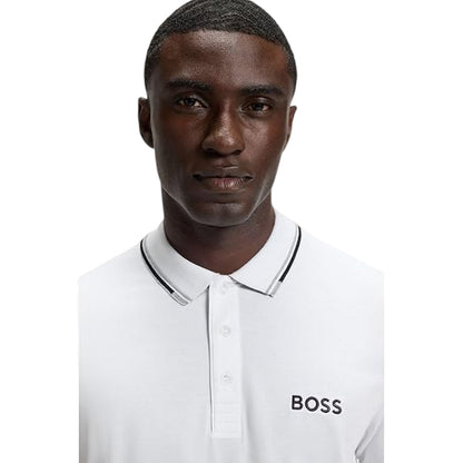 White - Side - Boss Mens Join Paddy Embroidered Logo Regular Polo Shirt