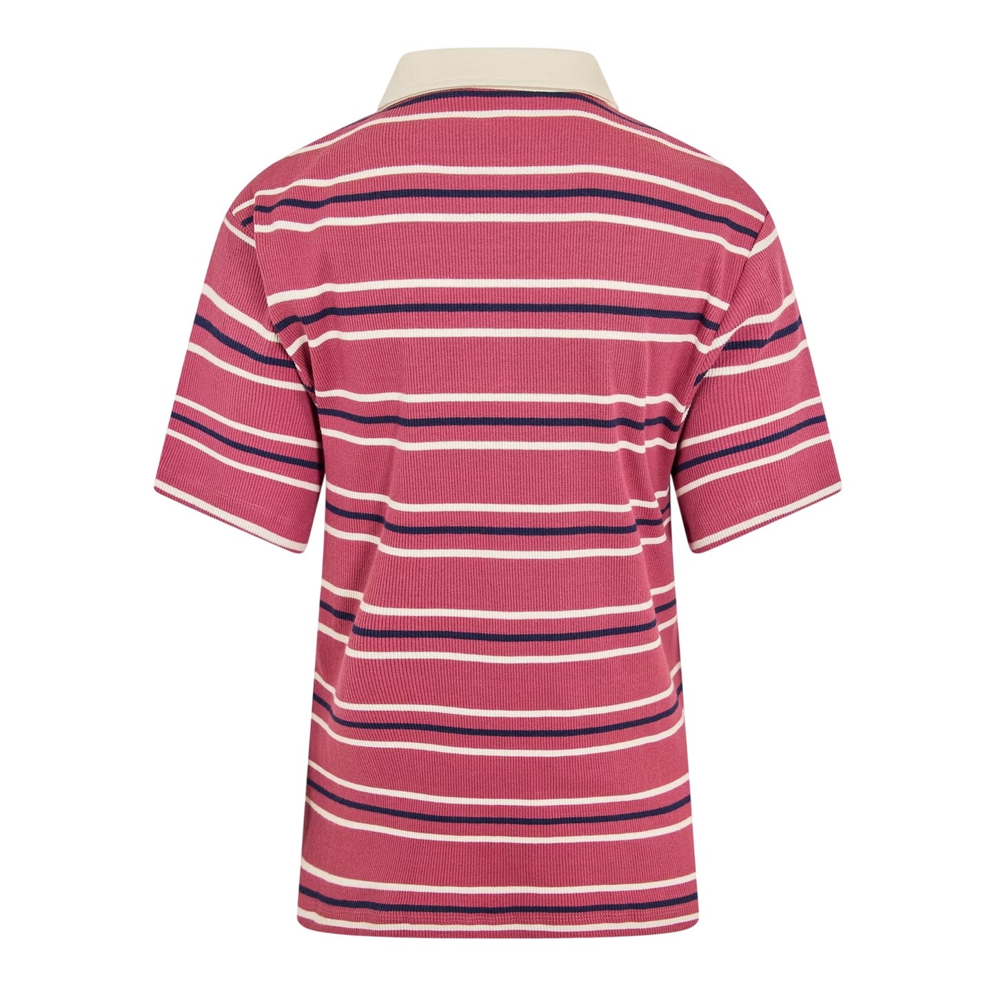 Navy-Cream - Back - 4th & Reckless Womens-Ladies Ralph Rugby Polo Shirt