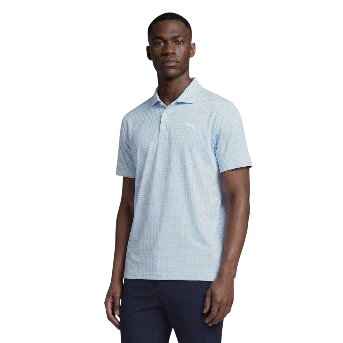 White-Blue - Side - Puma Mens Cloudspun Polo Shirt