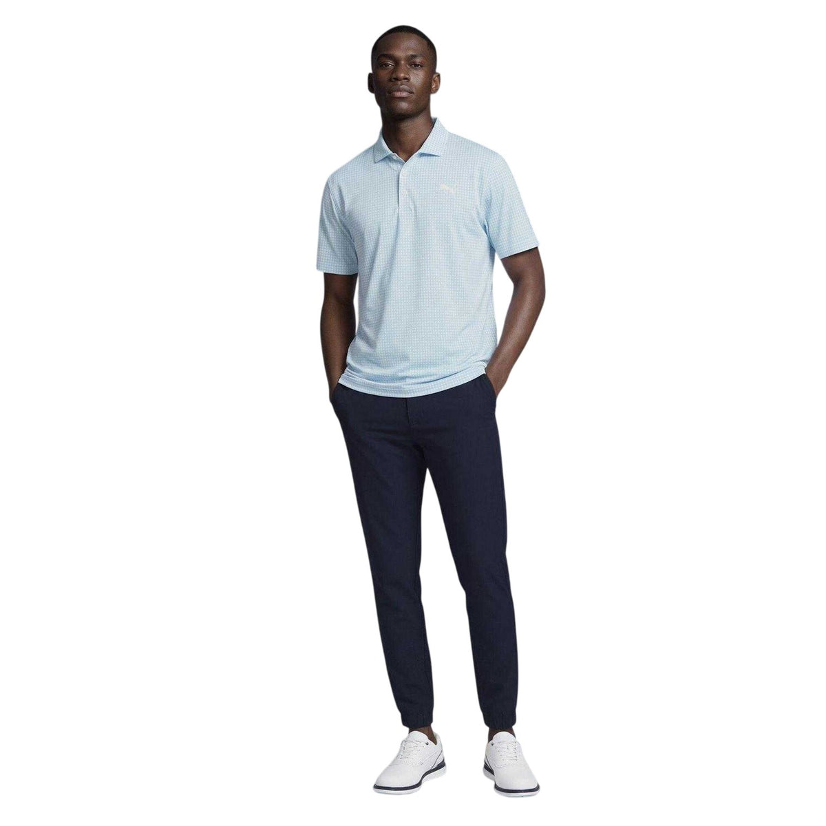 White-Blue - Pack Shot - Puma Mens Cloudspun Polo Shirt