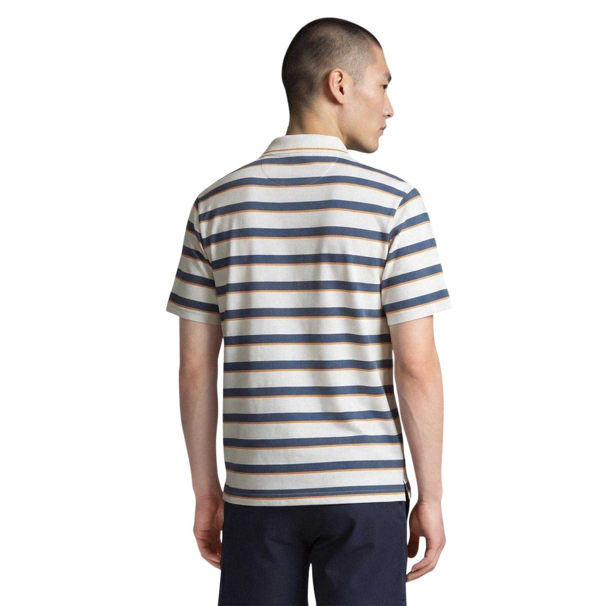 Warm White-Indie - Back - Puma Mens Cloudspun Horizontal Stripe Polo Shirt