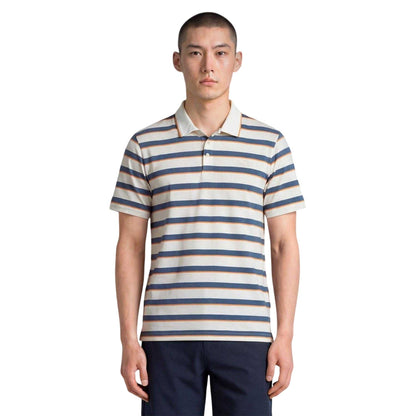 Warm White-Indie - Side - Puma Mens Cloudspun Horizontal Stripe Polo Shirt