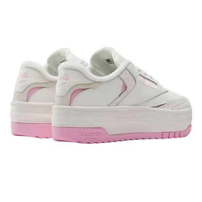 White-Pink - Back - Reebok Childrens-Kids X Barbie Club Leather Trainers
