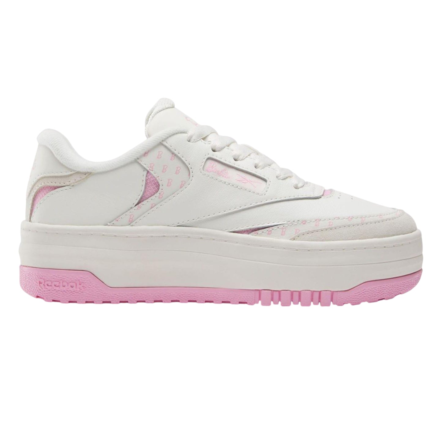 White-Pink - Side - Reebok Childrens-Kids X Barbie Club Leather Trainers