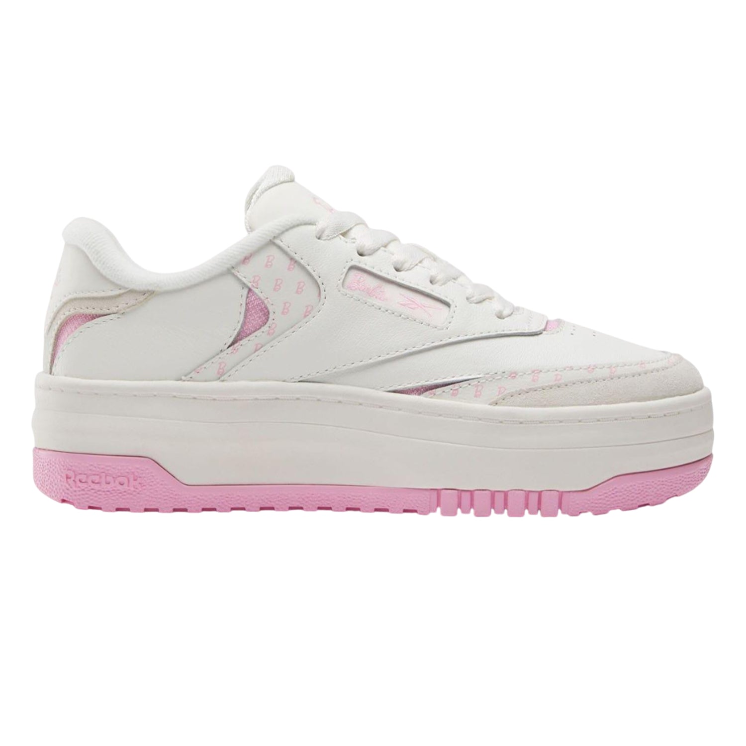 White-Pink - Side - Reebok Childrens-Kids X Barbie Club Leather Trainers