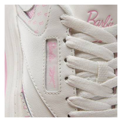 White-Pink - Close up - Reebok Childrens-Kids X Barbie Club Leather Trainers