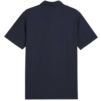 Deep Navy - Back - Puma Mens Mattr Houndstooth Performance Polo Shirt