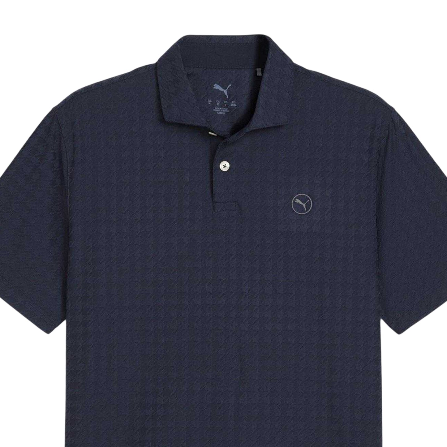 Deep Navy - Side - Puma Mens Mattr Houndstooth Performance Polo Shirt