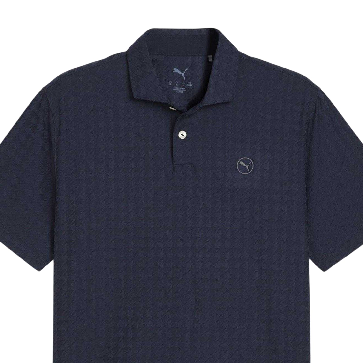 Deep Navy - Side - Puma Mens Mattr Houndstooth Performance Polo Shirt