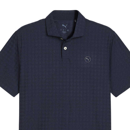 Deep Navy - Side - Puma Mens Mattr Houndstooth Performance Polo Shirt