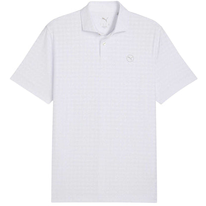White - Front - Puma Mens Mattr Houndstooth Performance Polo Shirt