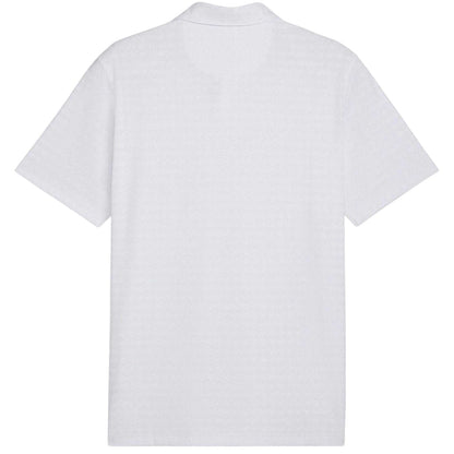 White - Back - Puma Mens Mattr Houndstooth Performance Polo Shirt