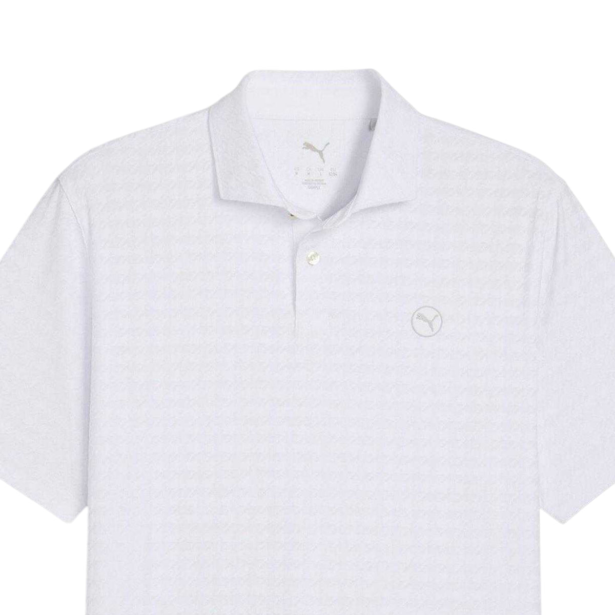 White - Side - Puma Mens Mattr Houndstooth Performance Polo Shirt