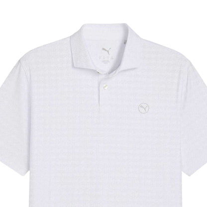 White - Side - Puma Mens Mattr Houndstooth Performance Polo Shirt