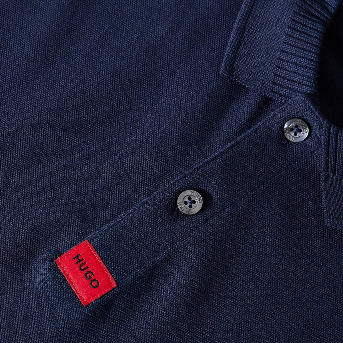 Dark Blue - Side - Hugo Mens Deresolo222 Slim Polo Shirt