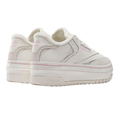 White-Pink - Back - Reebok Womens-Ladies X Barbie Club C Leather Trainers