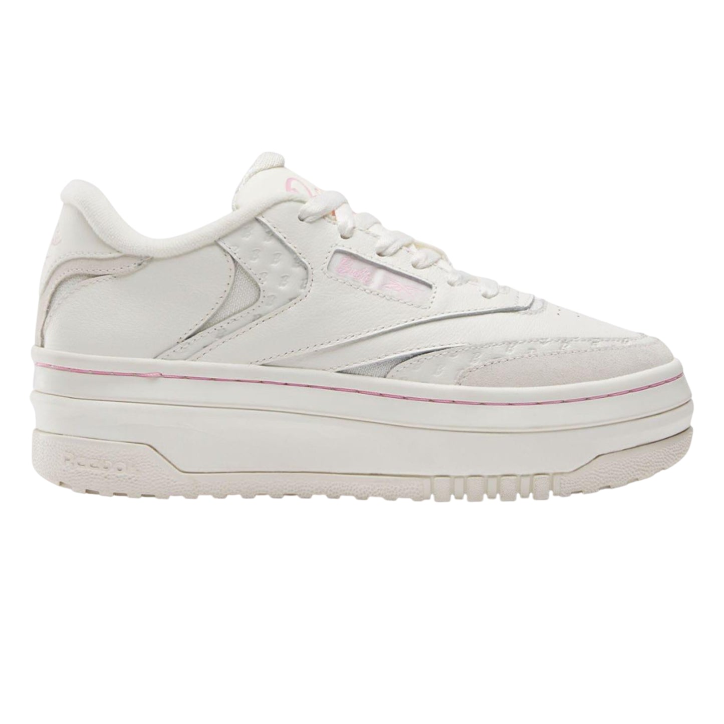 White-Pink - Side - Reebok Womens-Ladies X Barbie Club C Leather Trainers