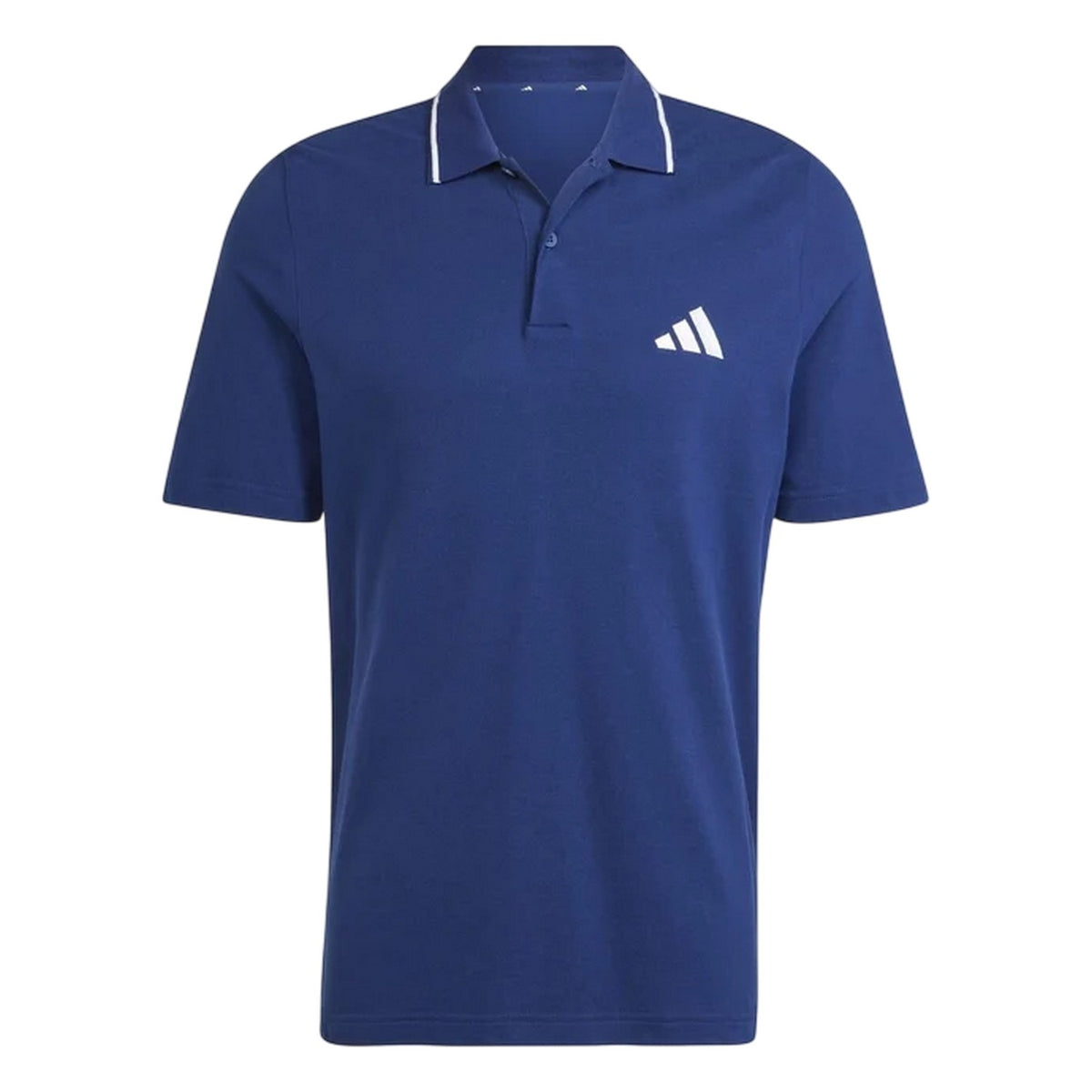 Navy-White - Front - Adidas Mens Essentials 3 Stripes Cotton Polo Shirt