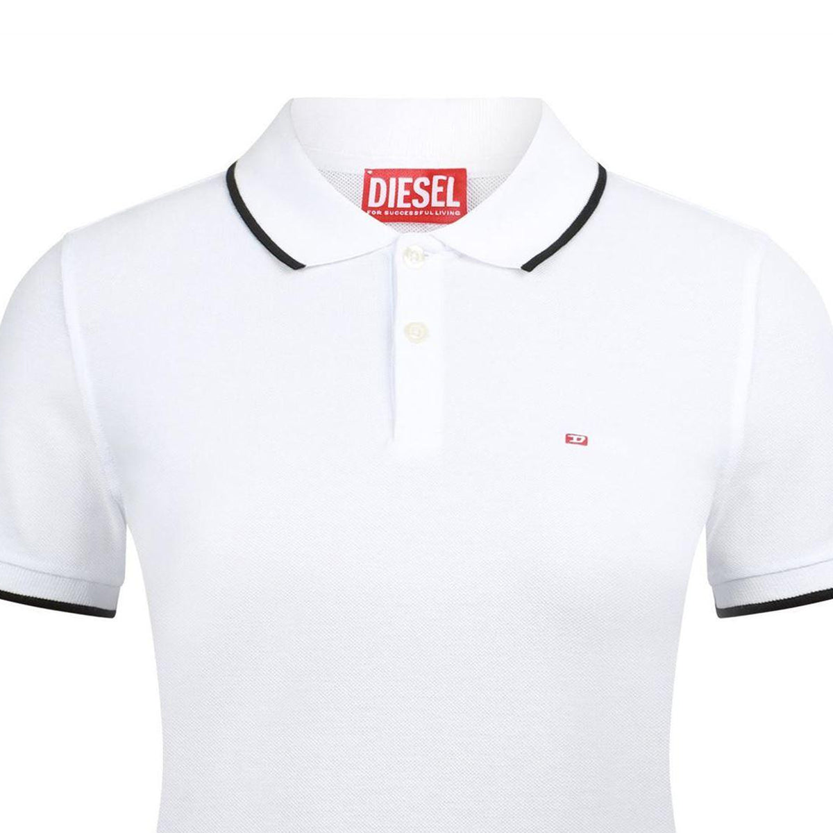 Bright White - Side - Diesel Womens-Ladies T-Tendy Microdiv Polo Shirt