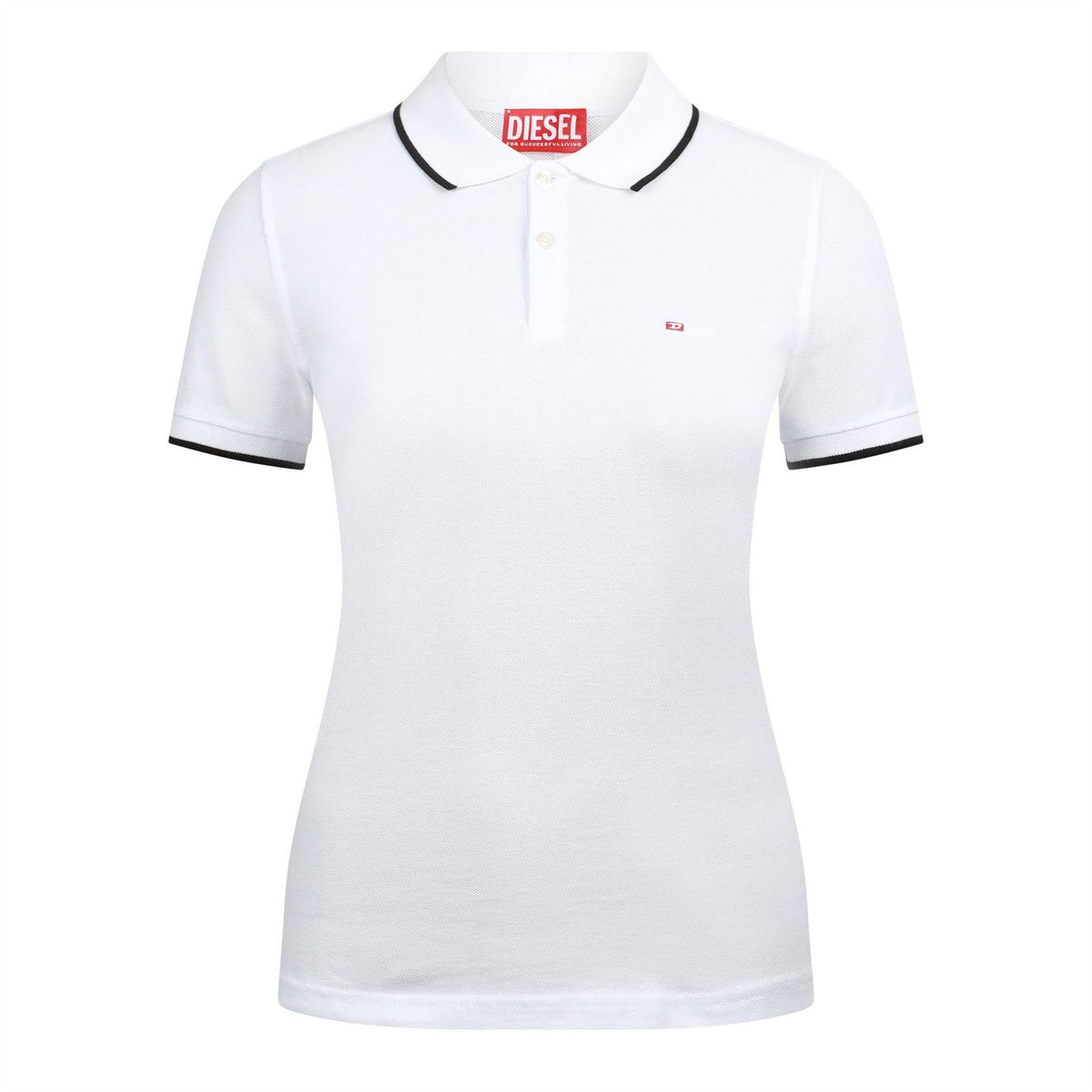 Bright White - Front - Diesel Womens-Ladies T-Tendy Microdiv Polo Shirt
