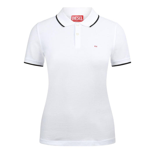 Bright White - Front - Diesel Womens-Ladies T-Tendy Microdiv Polo Shirt