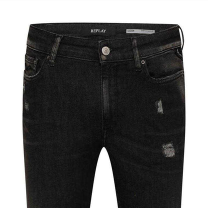 Grey - Side - Replay Womens-Ladies Luz Ripped Skinny Jeans