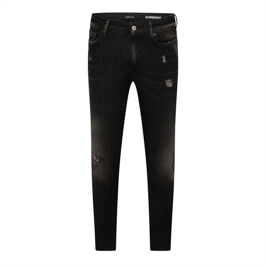 Grey - Front - Replay Womens-Ladies Luz Ripped Skinny Jeans