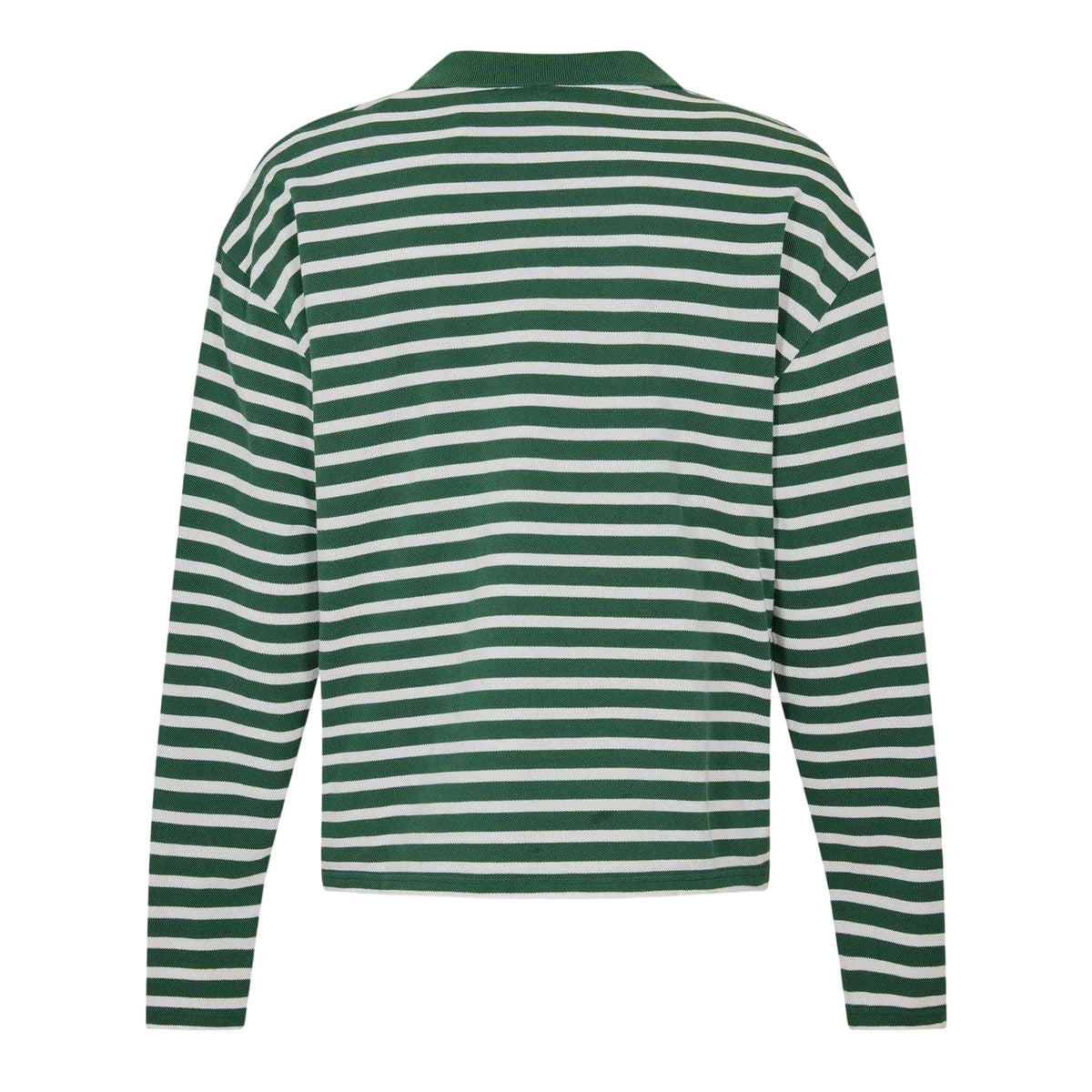 Forest-White - Back - Summit Mens Striped Long-Sleeved Polo Shirt