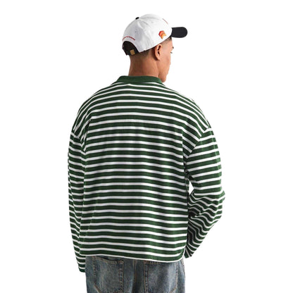 Forest-White - Lifestyle - Summit Mens Striped Long-Sleeved Polo Shirt