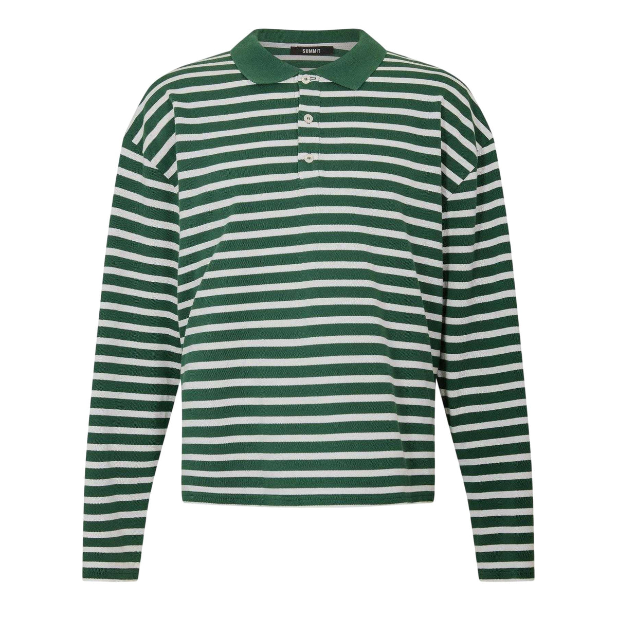 Forest-White - Front - Summit Mens Striped Long-Sleeved Polo Shirt