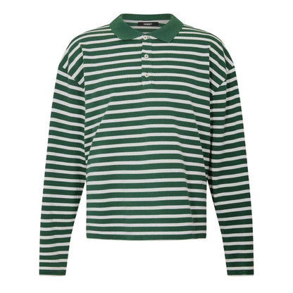 Forest-White - Front - Summit Mens Striped Long-Sleeved Polo Shirt