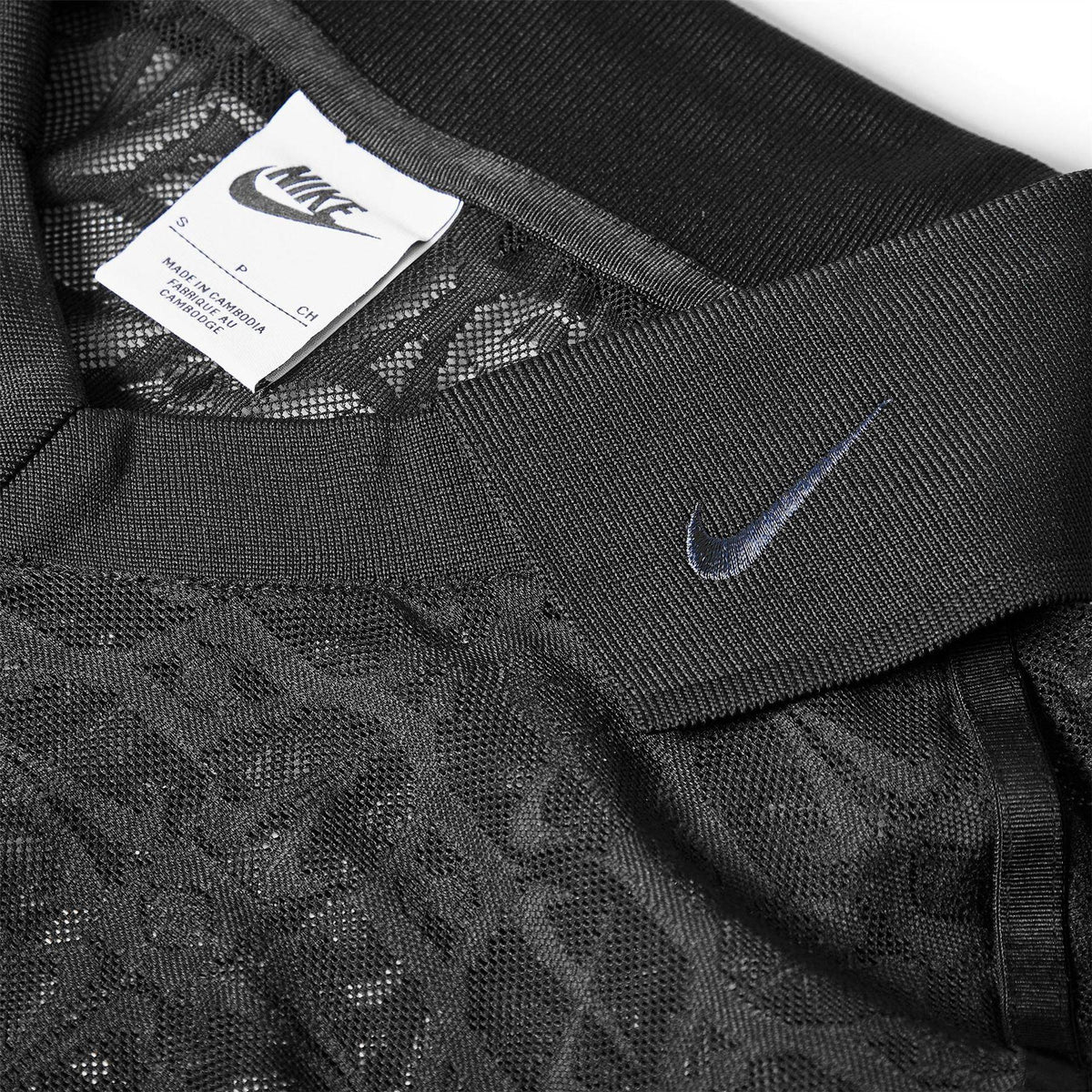 Black - Side - Nike Womens-Ladies Geometric Mesh Polo Shirt