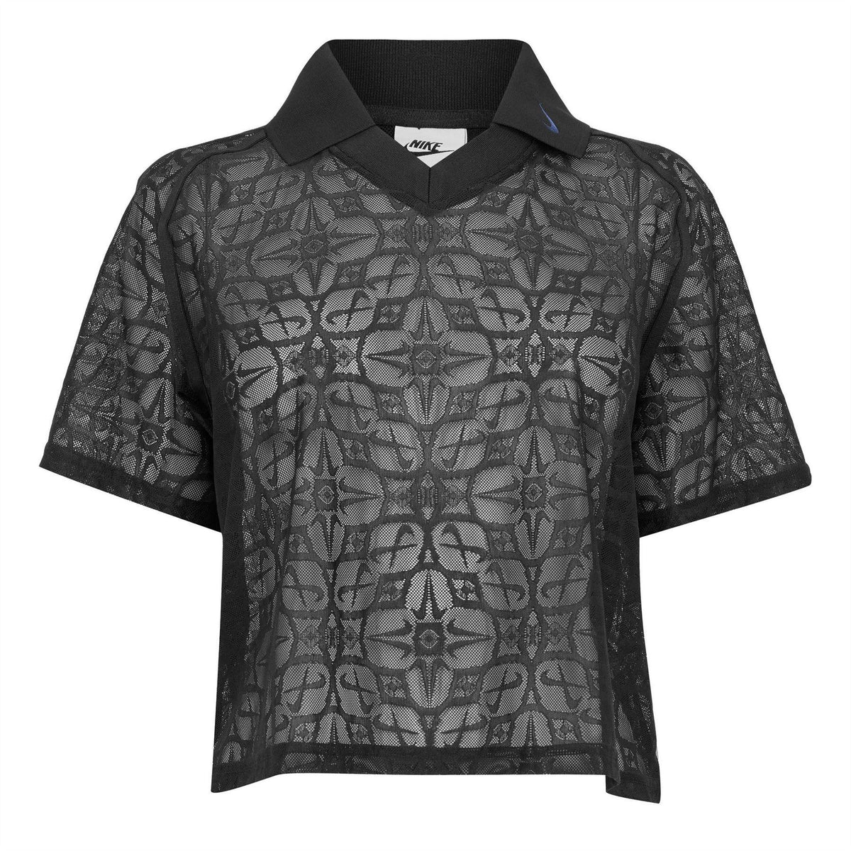Black - Front - Nike Womens-Ladies Geometric Mesh Polo Shirt
