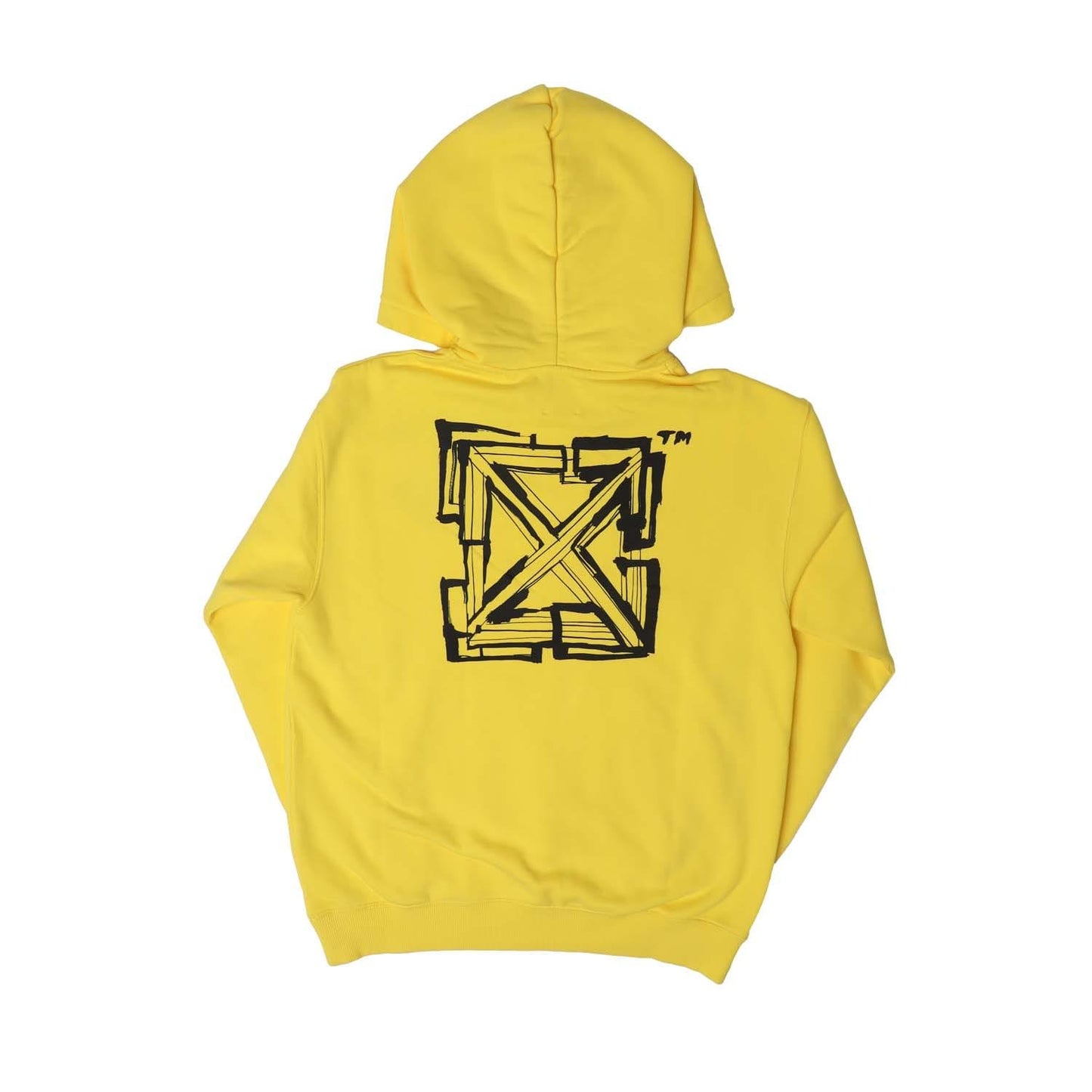 Yellow-Black - Back - Off White Childrens-Kids Script Hoodie