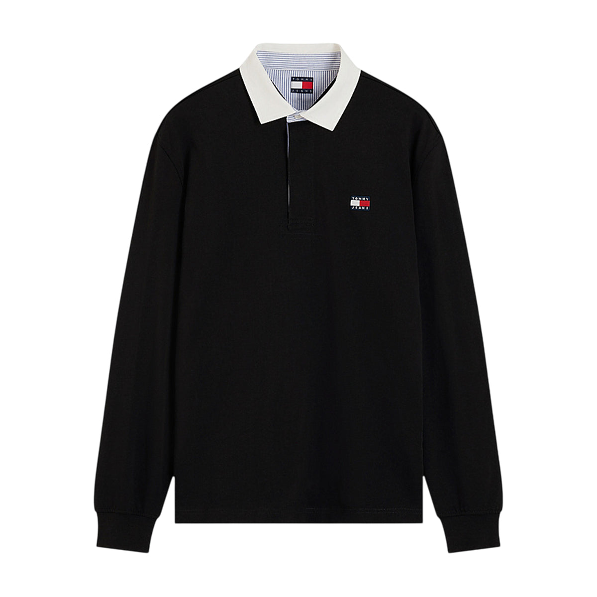 Dark Navy - Front - Tommy Jeans Mens Long-Sleeved Polo Shirt
