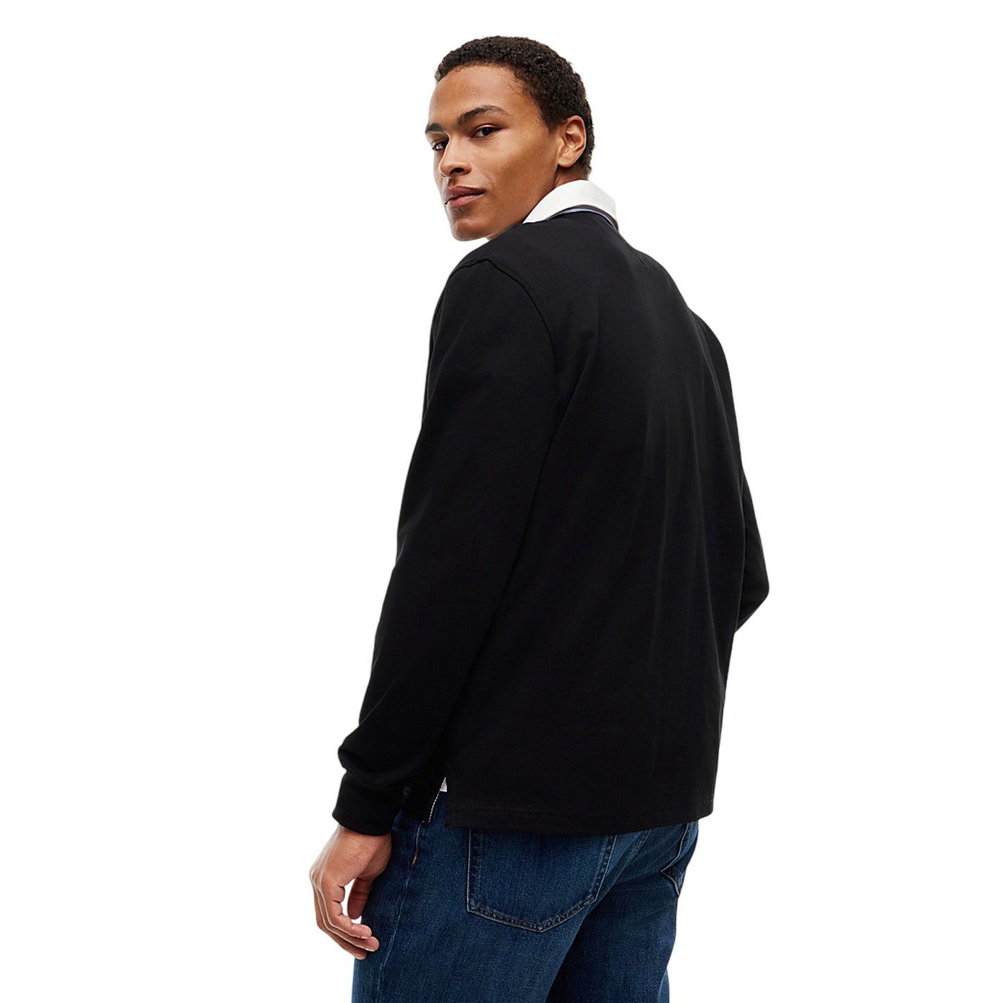 Dark Navy - Back - Tommy Jeans Mens Long-Sleeved Polo Shirt